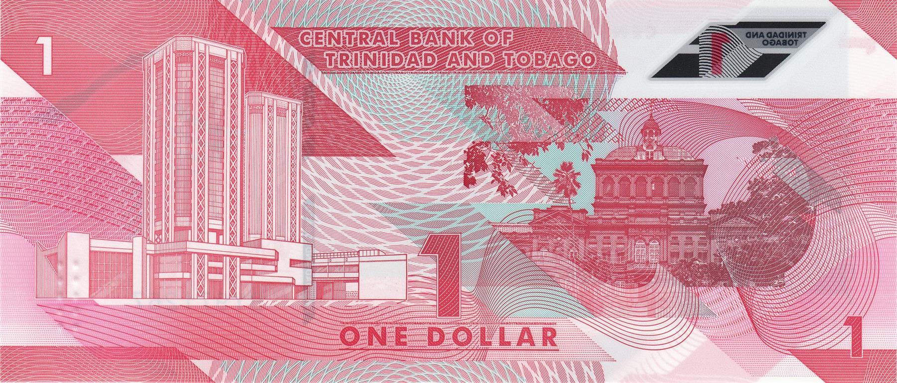 Trinidad And Tobago | 1 Dollar Banknote | 2020 | Scarlet Ibis | Flag | Eric Williams Finance Building | Port of Spain | Red House