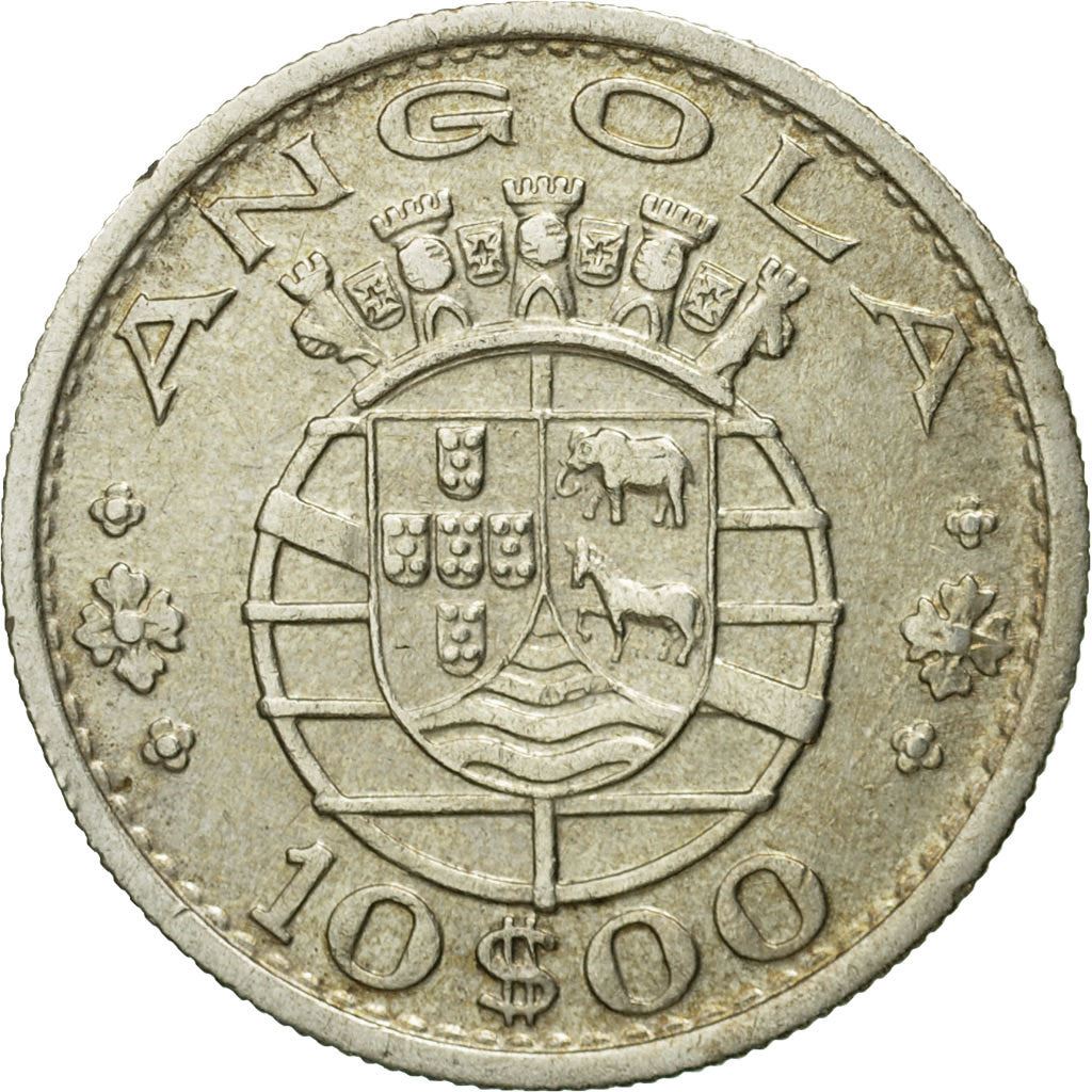 Angola | 10 Escudos Coin | Horse | Elephant | Shield | Km:73 | 1952 - 1955