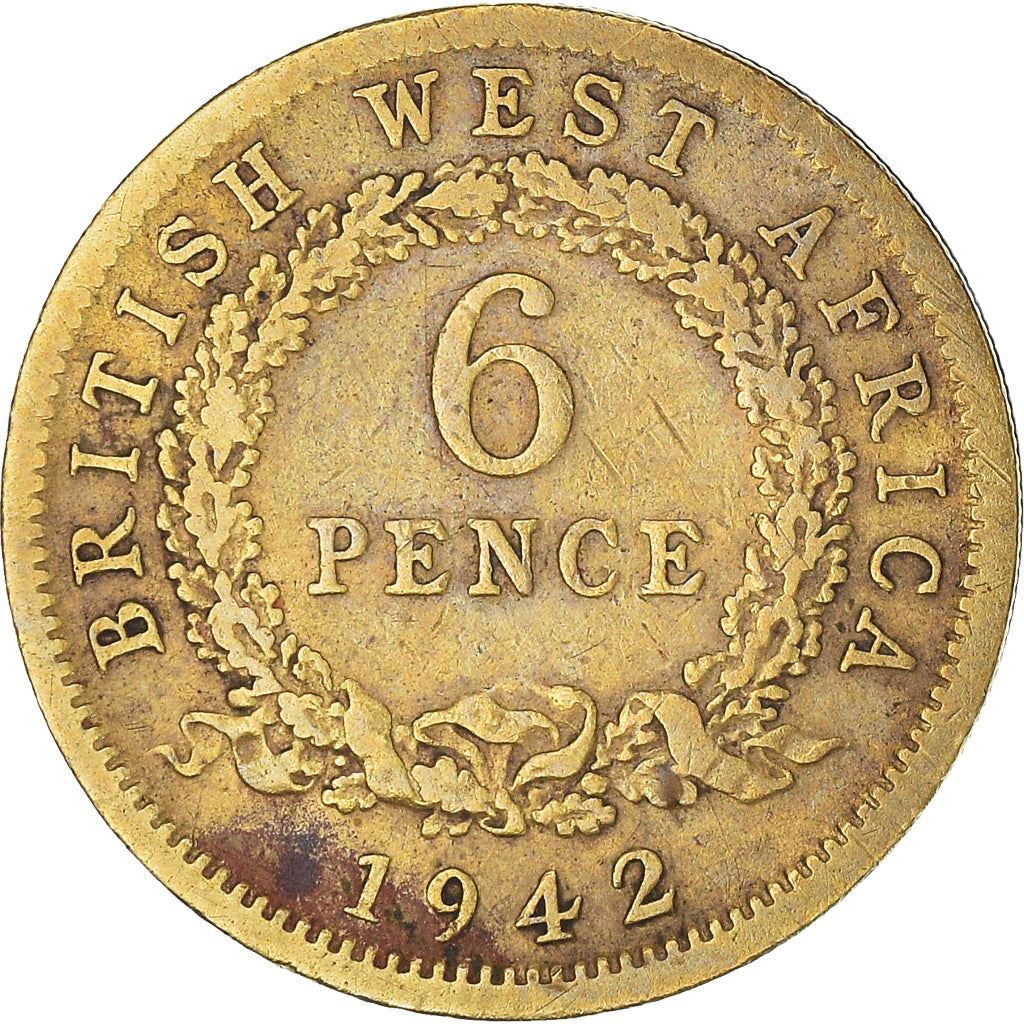 British West Africa | 6 Pence Coin | Wreath | George VI | Km:22 | 1938 - 1947