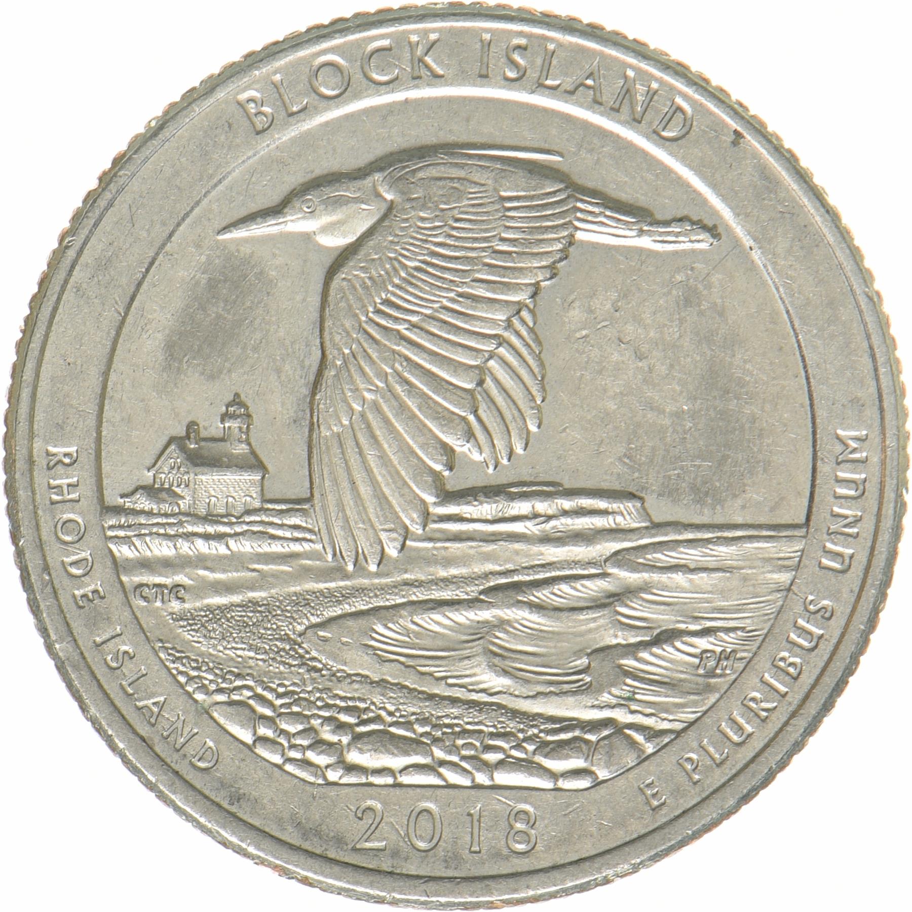 United States | ¼ Dollar Coin | Block Island National Wildlife Refuge, Rhode Island | Block Island Wildlife Refuge | Copper-nickel clad copper | KM:673 | 2018