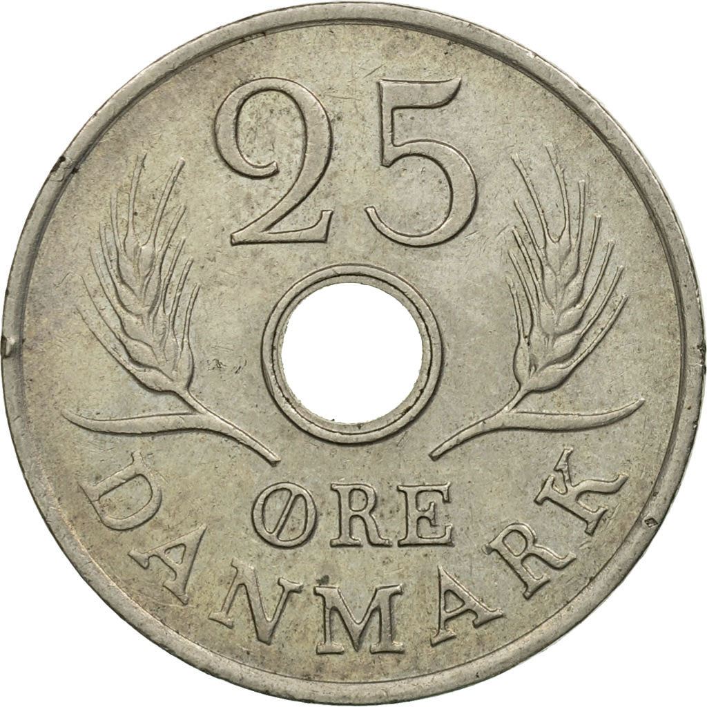 Denmark | 25 Ore Coin | Monogram | Km:855 | 1966 - 1972