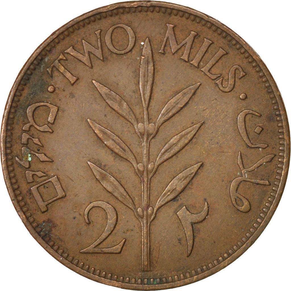 British Palestine | 2 Mils Coin | Olive Branch | Km:2 | 1927 - 1947