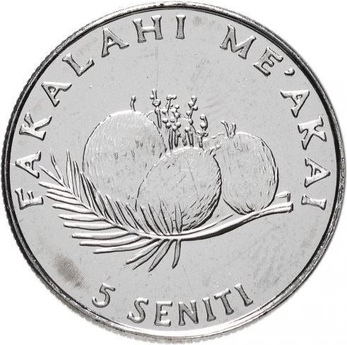 Tonga | 5 Seniti Coin | Hen | Chicken | Coconut | FAO | Km:68A | 2002 - 2005