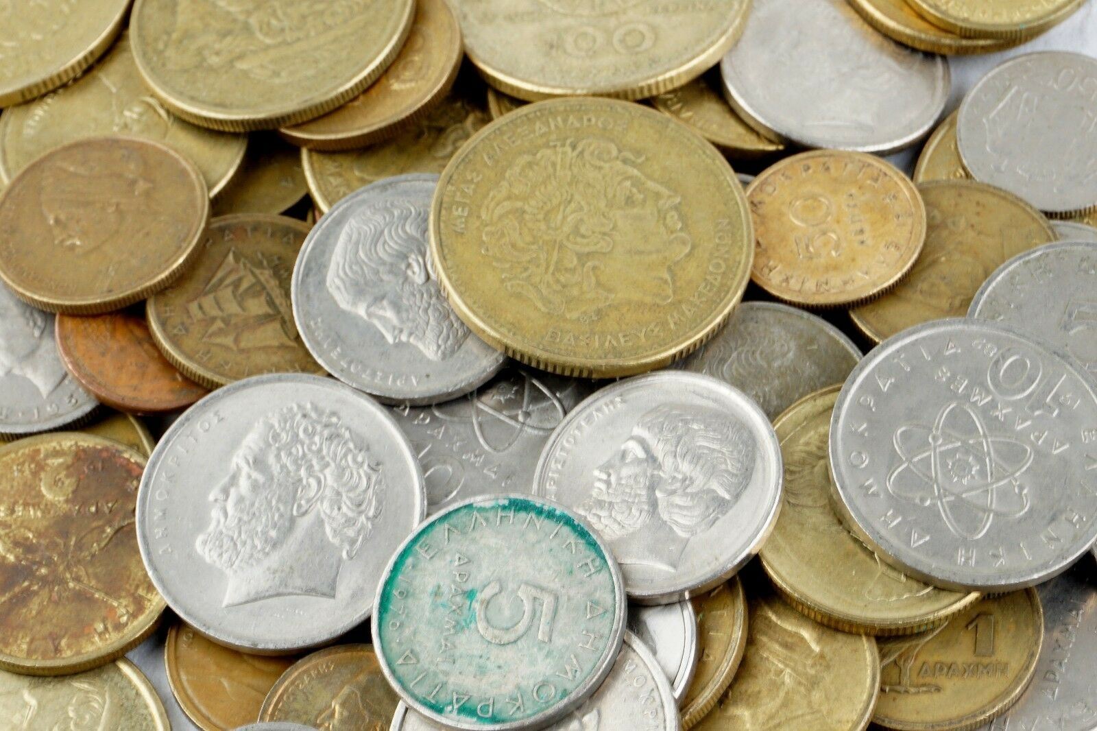 Greek 10 Mixed Coins | Greece | King Paul I | Constantine II | Lepta | Drachmes | 1954 - 2002