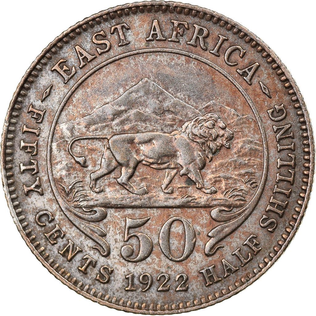 East Africa | 50 Cents Coin | George V | Lion | Mountains | Km:20 | 1921 - 1924