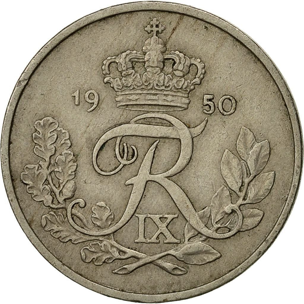 Denmark | 25 Ore Coin | Monogram | Km:842 | 1948 - 1960
