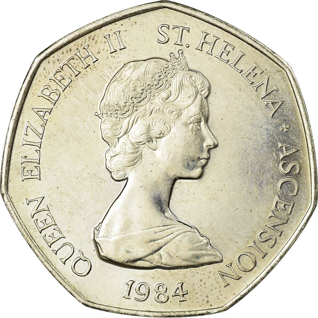 Sant'Elena e Ascensione | Moneta da 50 Pence | Elisabetta II | Tartaruga Marina Verde | Km:5 | 1984