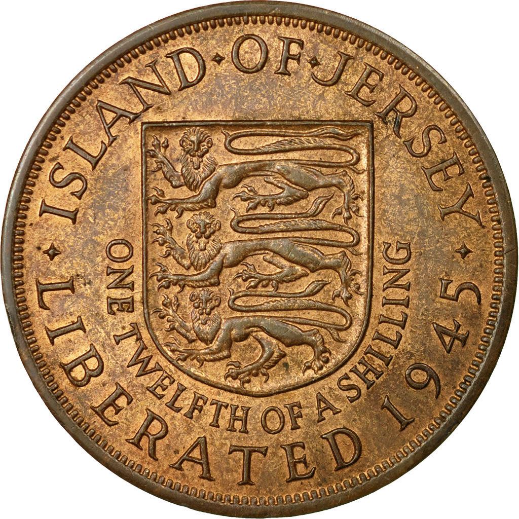 Jersey Coin Islander 1/12 Shilling | King George VI | Liberation | Shield | KM19 | 1949 - 1952