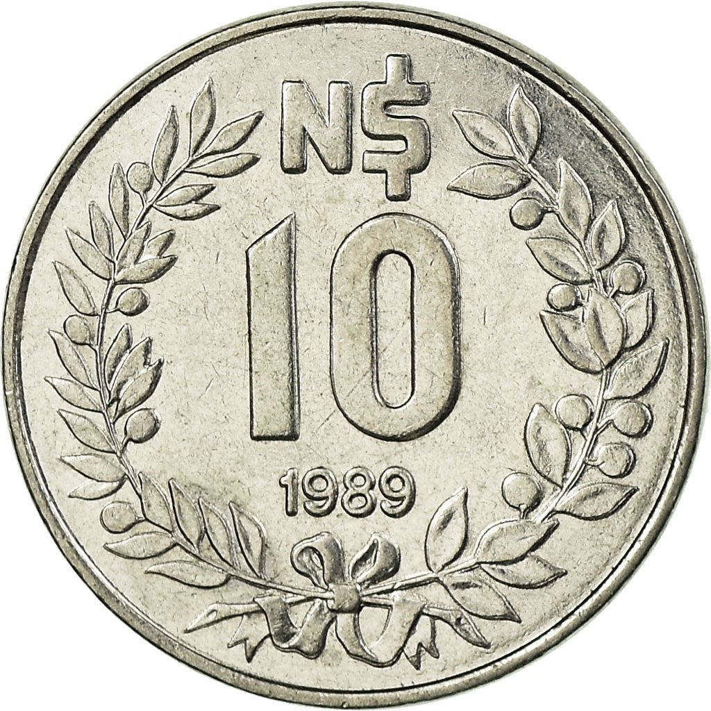 Uruguay | 10 Nuevos Pesos Coin | Radiant sun | Km:93 | 1989
