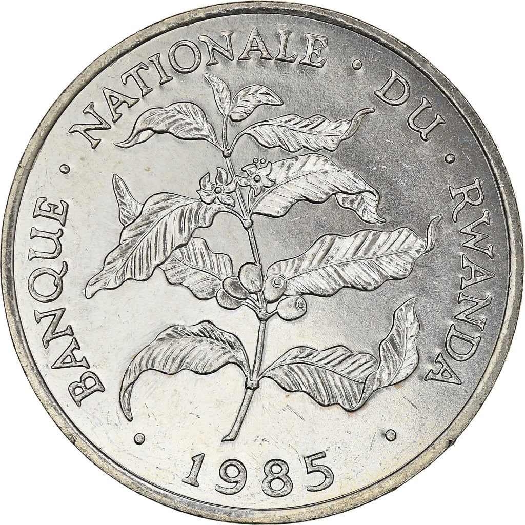 Rwanda | 10 Francs Coin | Coffee Plant | Km:14.2 | 1985