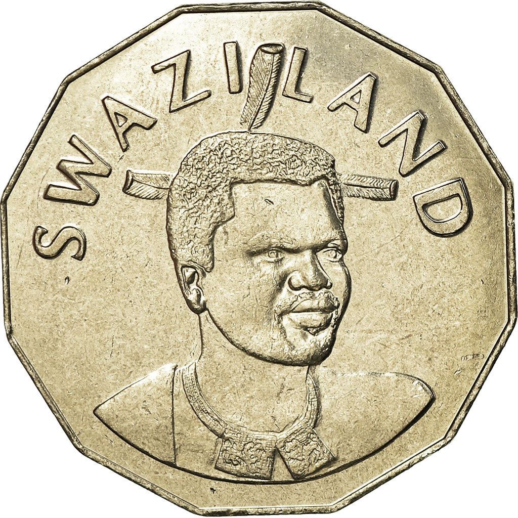 Kingdom of Swaziland | 50 Cents Coin | King Mswati III | Lion | Elephant | Km:52 | 1996 - 2007