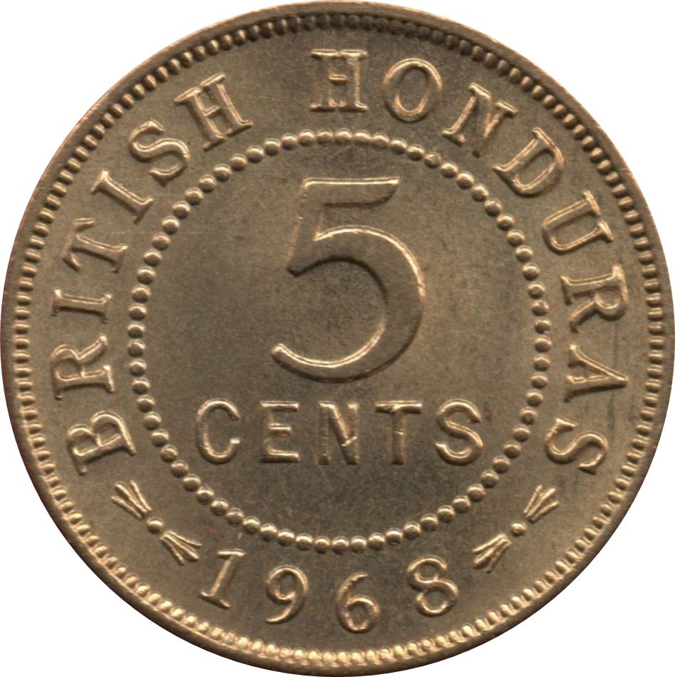 Belizean 5 Cents Coin | Queen Elizabeth II | KM31 | Belize | 1956 - 1973