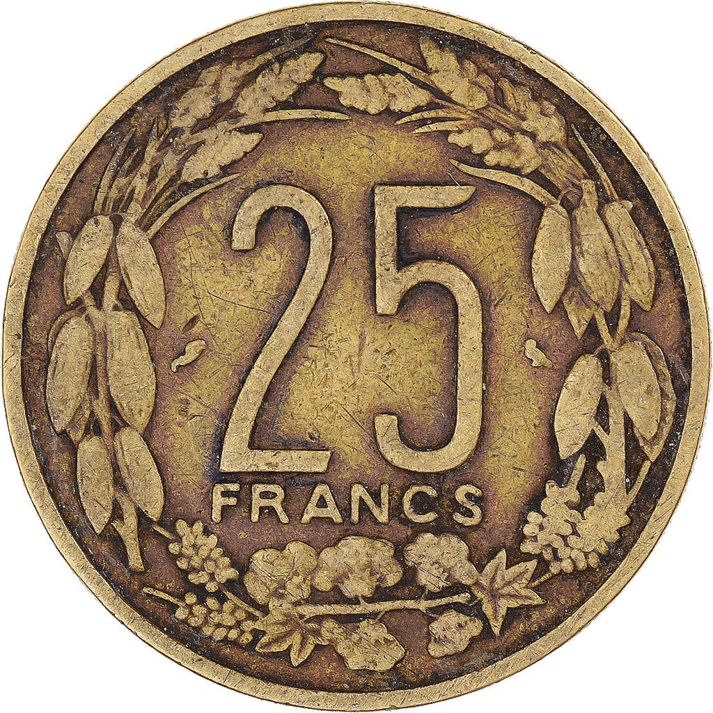 Central African States | 25 Francs Cfa Coin | Antelope | Crops | Km:4 | 1962