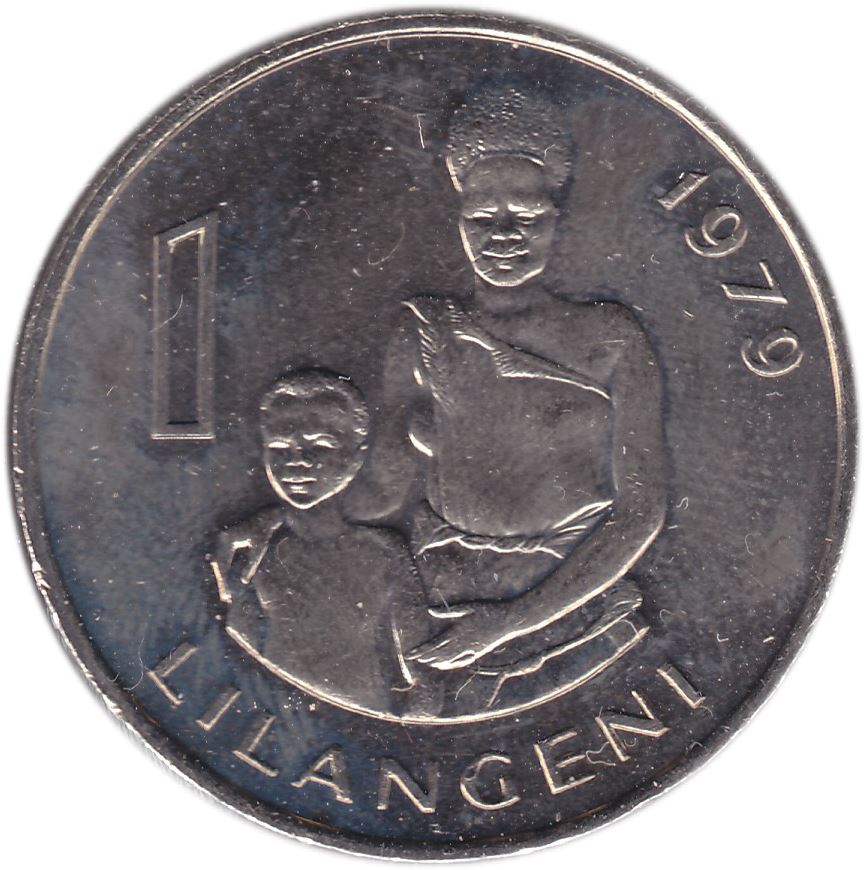 Kingdom of Swaziland | 1 Lilangeni Coin | King Sobhuza II | Mother and Child | Km:13 | 1974 - 1979
