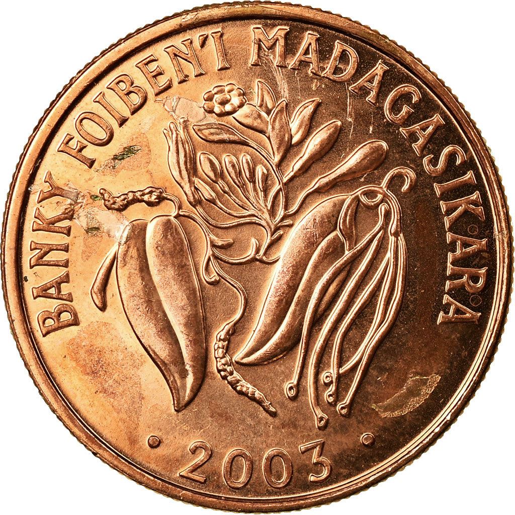 Madagascar | 2 Ariary Coin | Vanilla | Zebu | Km:30 | 2003