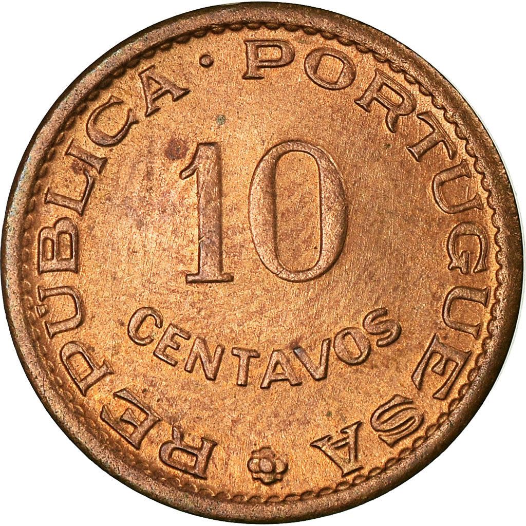 Sao Tome and Principe | 10 Centavos Coin | Bronze | Coat of Arms | Km:15 | 1962