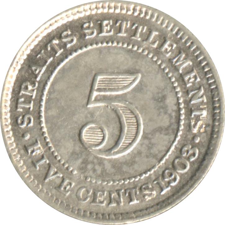 Straits Settlements | 5 Cents Munt | Edward VII | KM:20 | 1902 - 1903