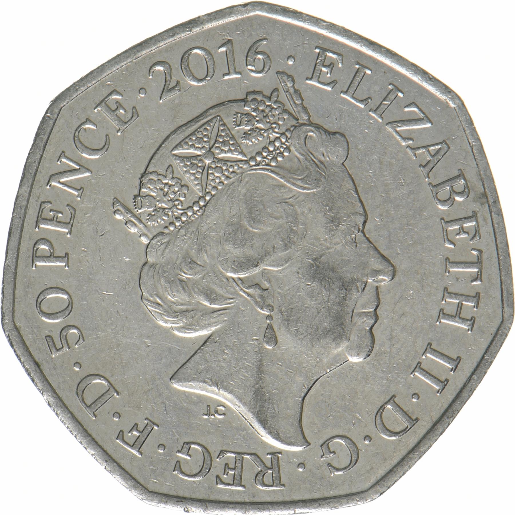 United Kingdom | 50 Pence Coin | Mrs Tiggy-Winkle | KM:1374 | 2016