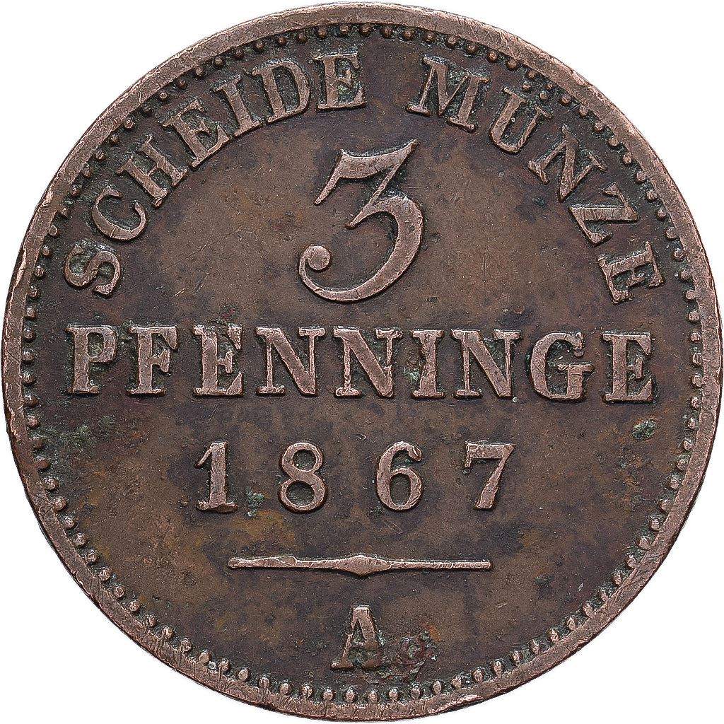 Kingdom Of Prussia | 3 Pfennigs Coin | William I | Km:482 | 1861 - 1873