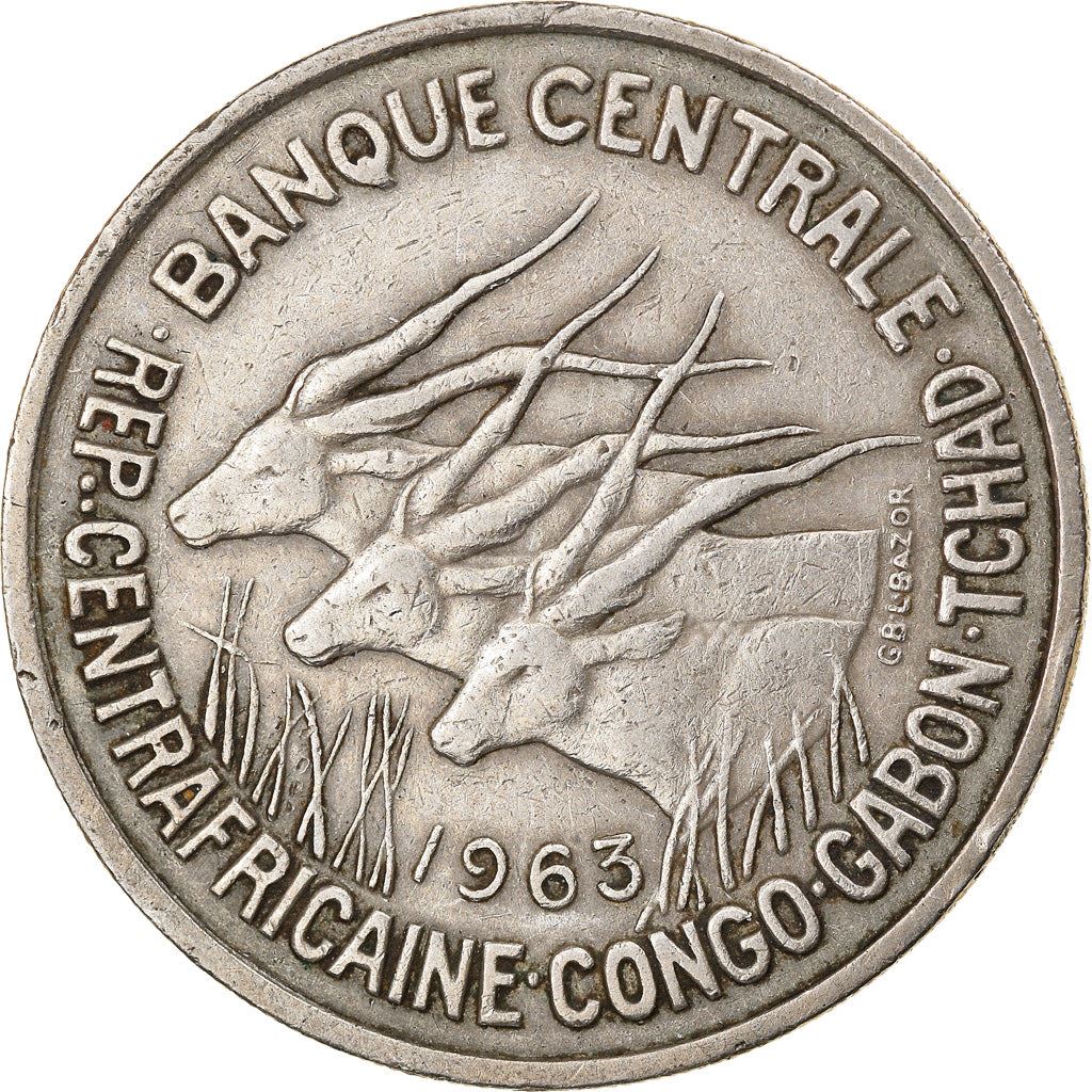 Central African States | 50 Francs Cfa Coin | Antelope | Crops | Km:3 | 1961 - 1963