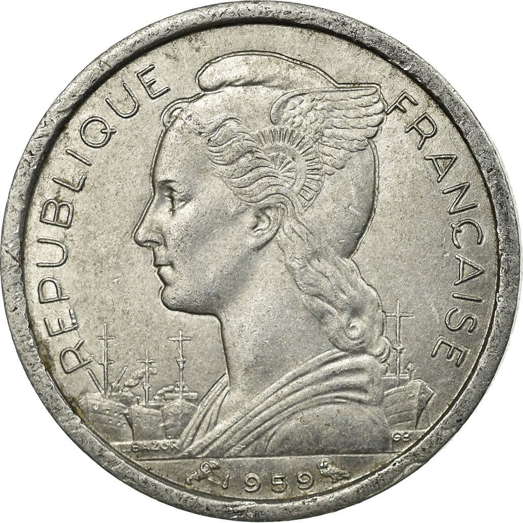 French Somaliland | 1 Franc Coin | Marianne | Waterbuck | Km:8 | 1959 - 1965