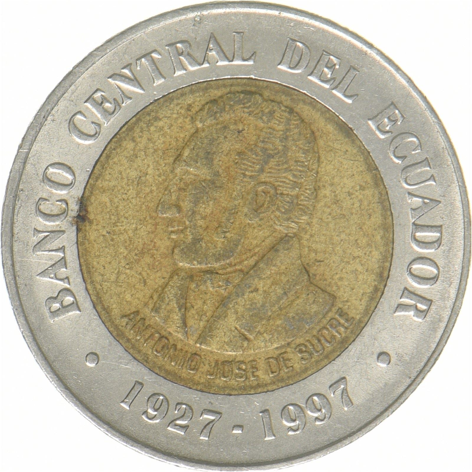 Ecuador | 100 Sucres Coin | Antonio José de Sucre | Bimetallic | KM:101 | 1997