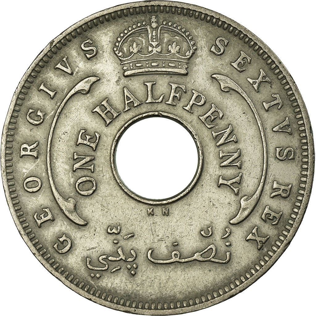British West Africa | 1/2 Penny Coin | Crown | Hexagram | Km:27 | 1949 - 1951