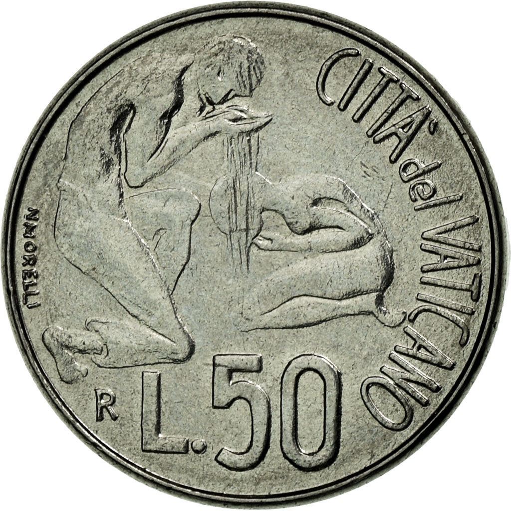 Vatican City | 50 Lire Coin | Baptism | Km:230 | 1991