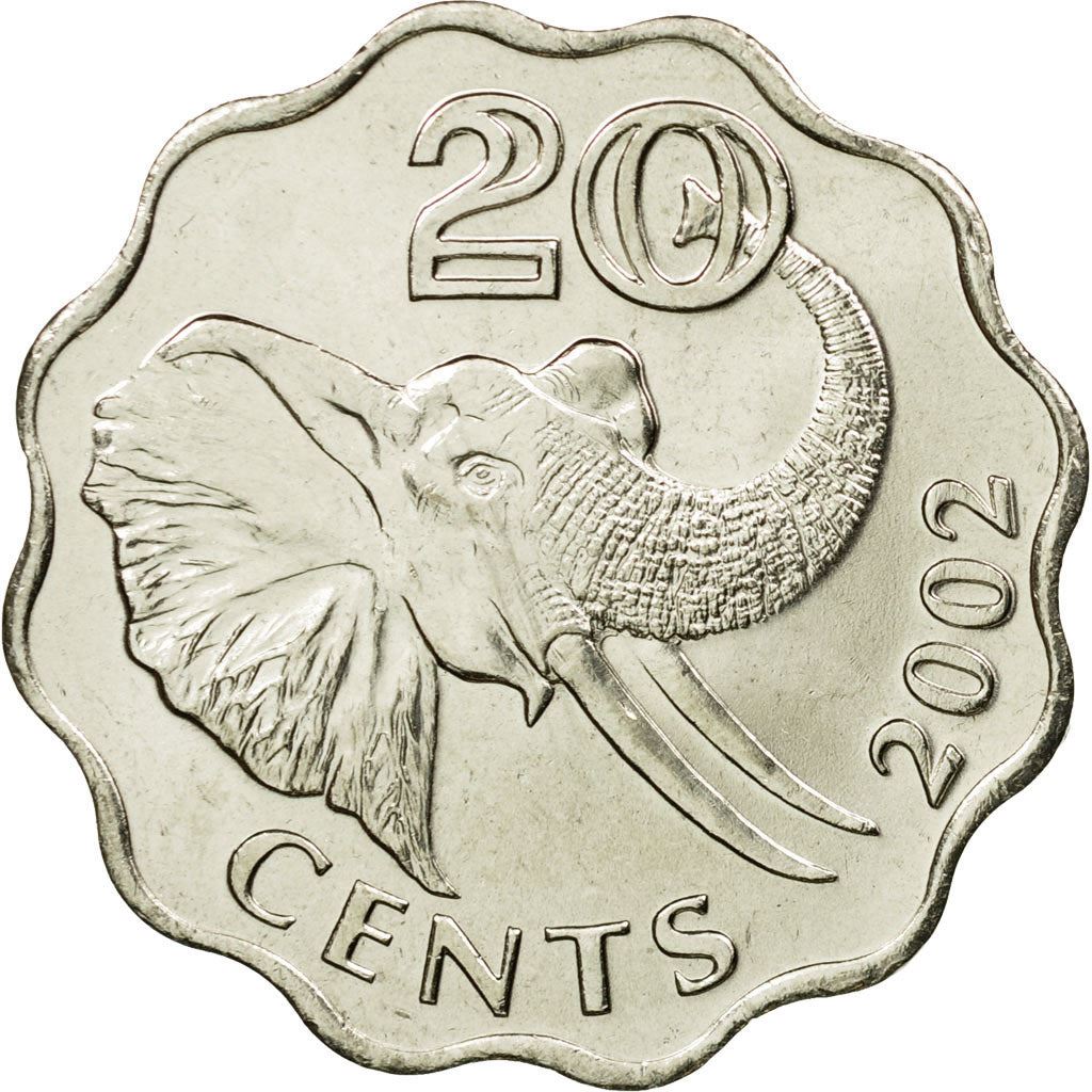 Kingdom of Swaziland | 20 Cents Coin | Elephant | Km:50.1 | 1996 - 2005