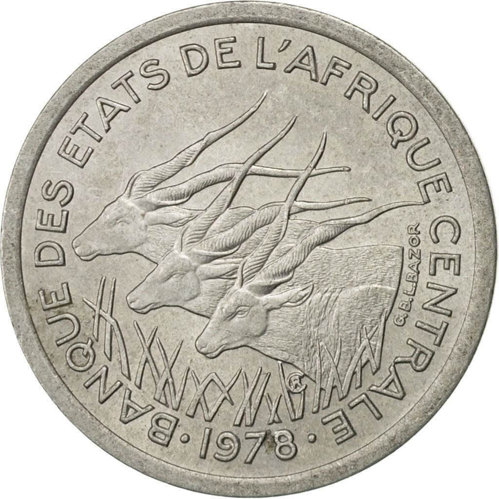 Central African States | 1 Franc Cfa Coin | Antelope | Crops | Km:8 | 1974 - 2003