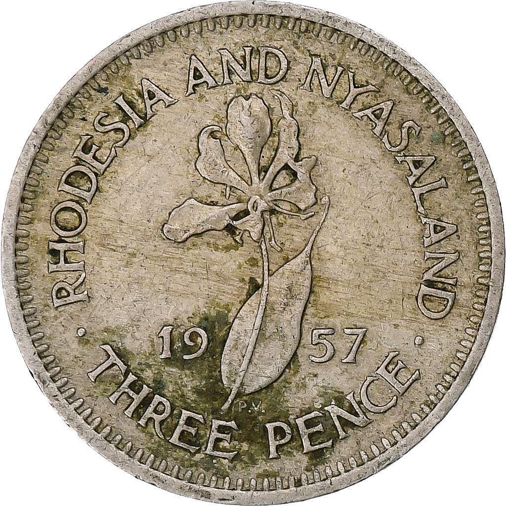 Rhodesia and Nyasaland | 3 Pence Coin | Elizabeth II | Flame Lily | Km:3 | 1955 - 1964