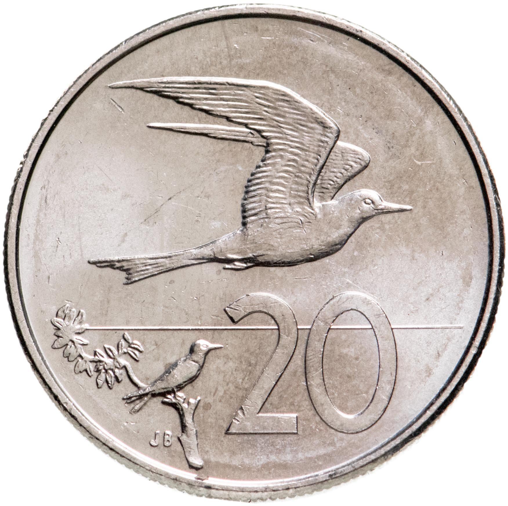 Cook Islands | 20 Cents Coin | Elizabeth II | Fairy Tern Bird | KM:2234 | 2015
