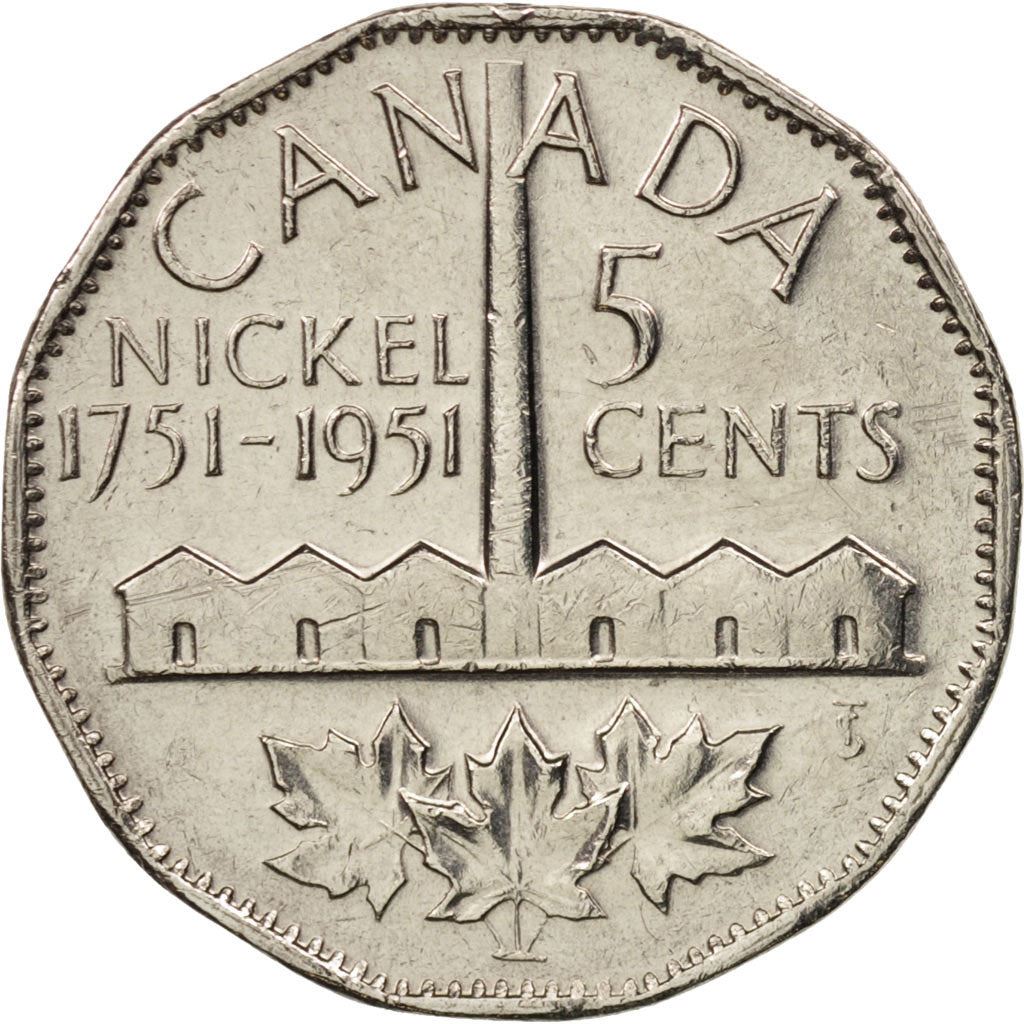 Canada | 5 Cents Coin | Discovery of Nickel | Nickel | KM:48 | 1951