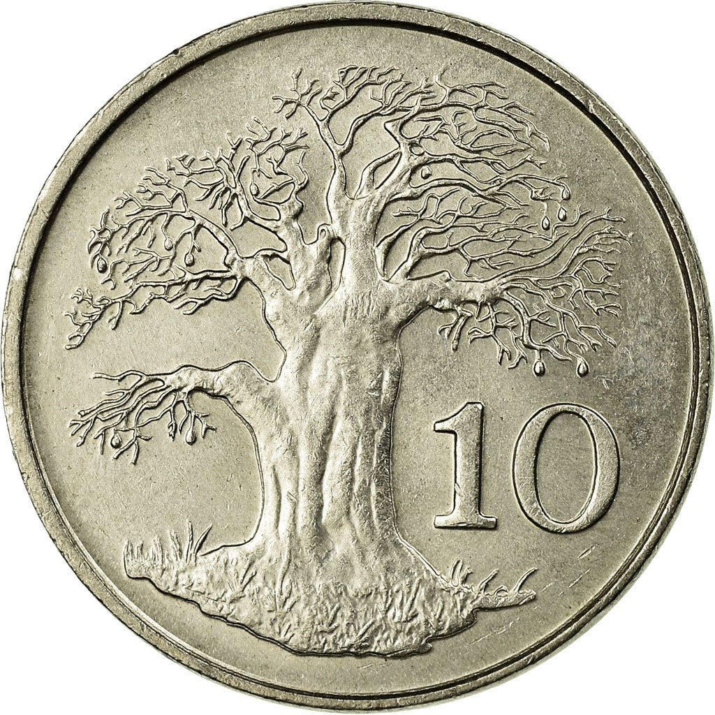 Zimbabwe | 10 Cents Coin | Bateleur Eagle | Baobab Tree | KM3 | 1980 - 1999