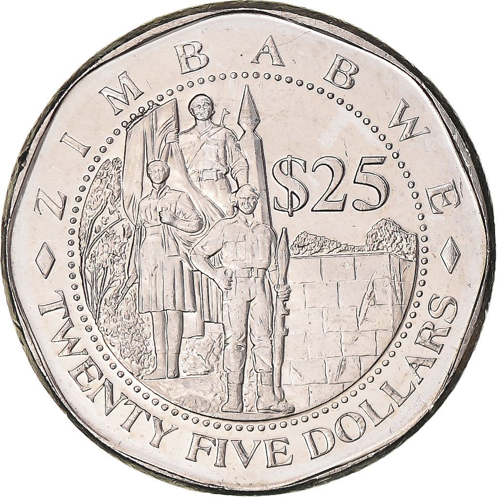 Zimbabwe | 25 Dollars Coin | Military Monument | Km:15 | 2003