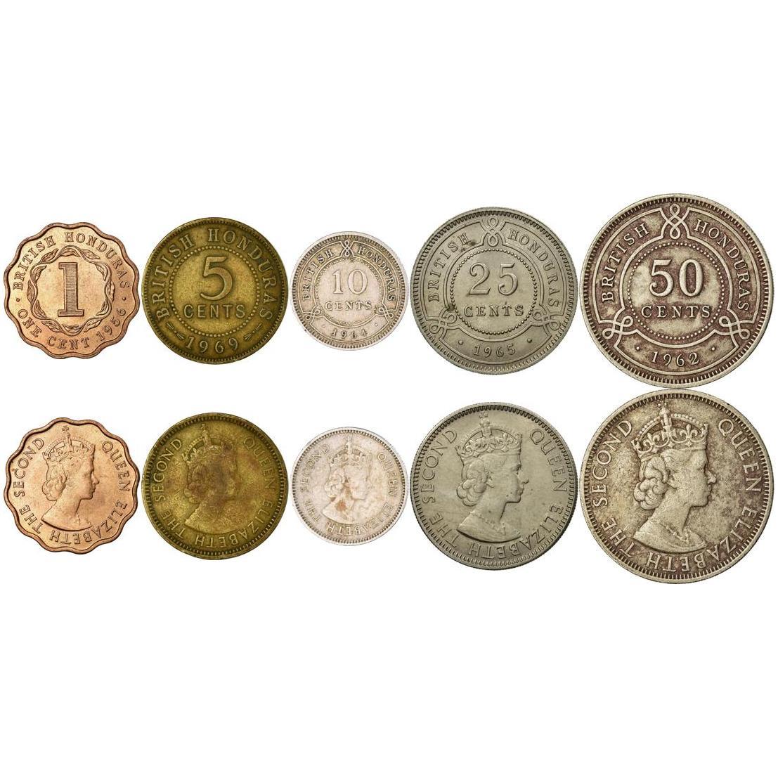 ベリーズ|5枚硬貨セット|1セント 5セント 10セント 25セント 50セント|1954年~1973年