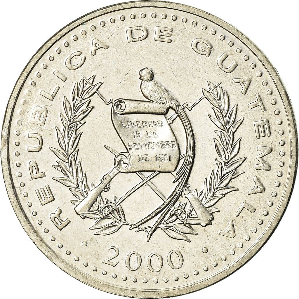Guatemala | 25 Centavos Coin | Native bust | Km:278 | 1977 - 2000