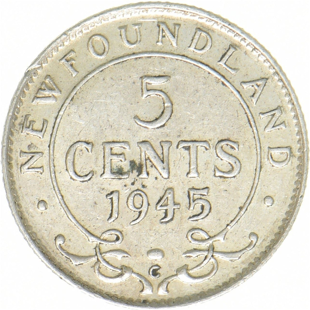 Newfoundland | 5 Cents Coin | George VI | Silver (.800) | KM:19a | 1944-1947