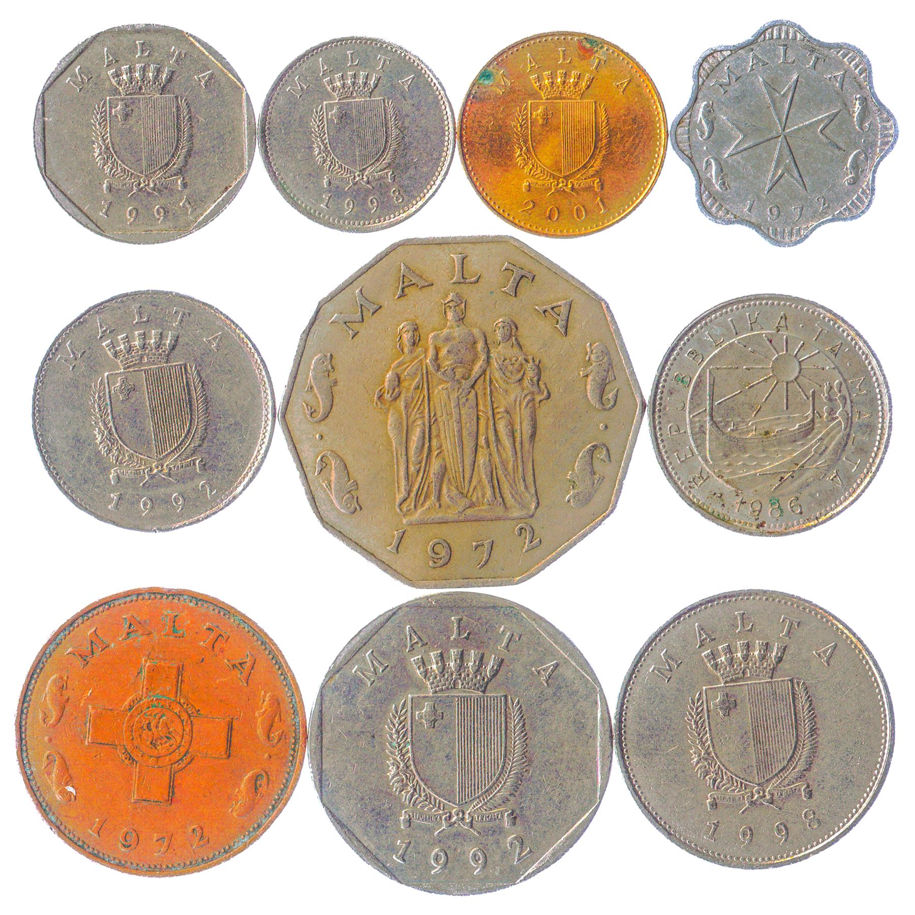 Malta 10 Mixed Coins 50 Cents | 1972 - 2007
