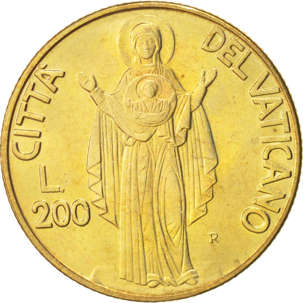 Vatican City | 200 Lire Coin | John Paul II | Km:224 | 1990