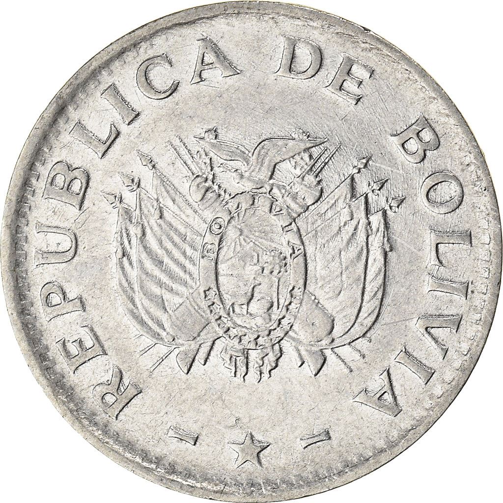 Bolivia | 10 Centavos | Stainless steel | Coat of Arms | KM:202 | 1987-1997