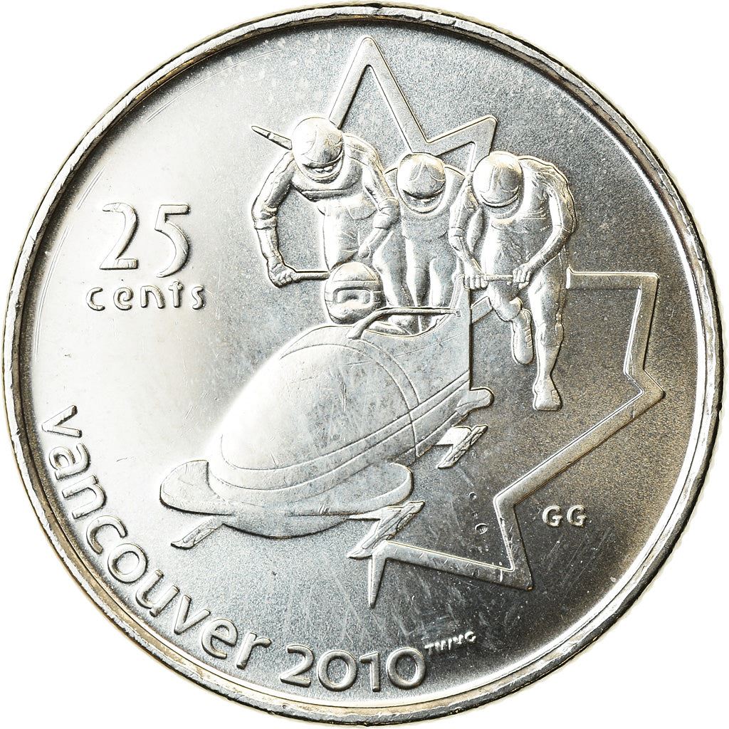 Canada | 25 Cents Coin | Nickel plated steel | Bobsleigh | KM:841 | 2008