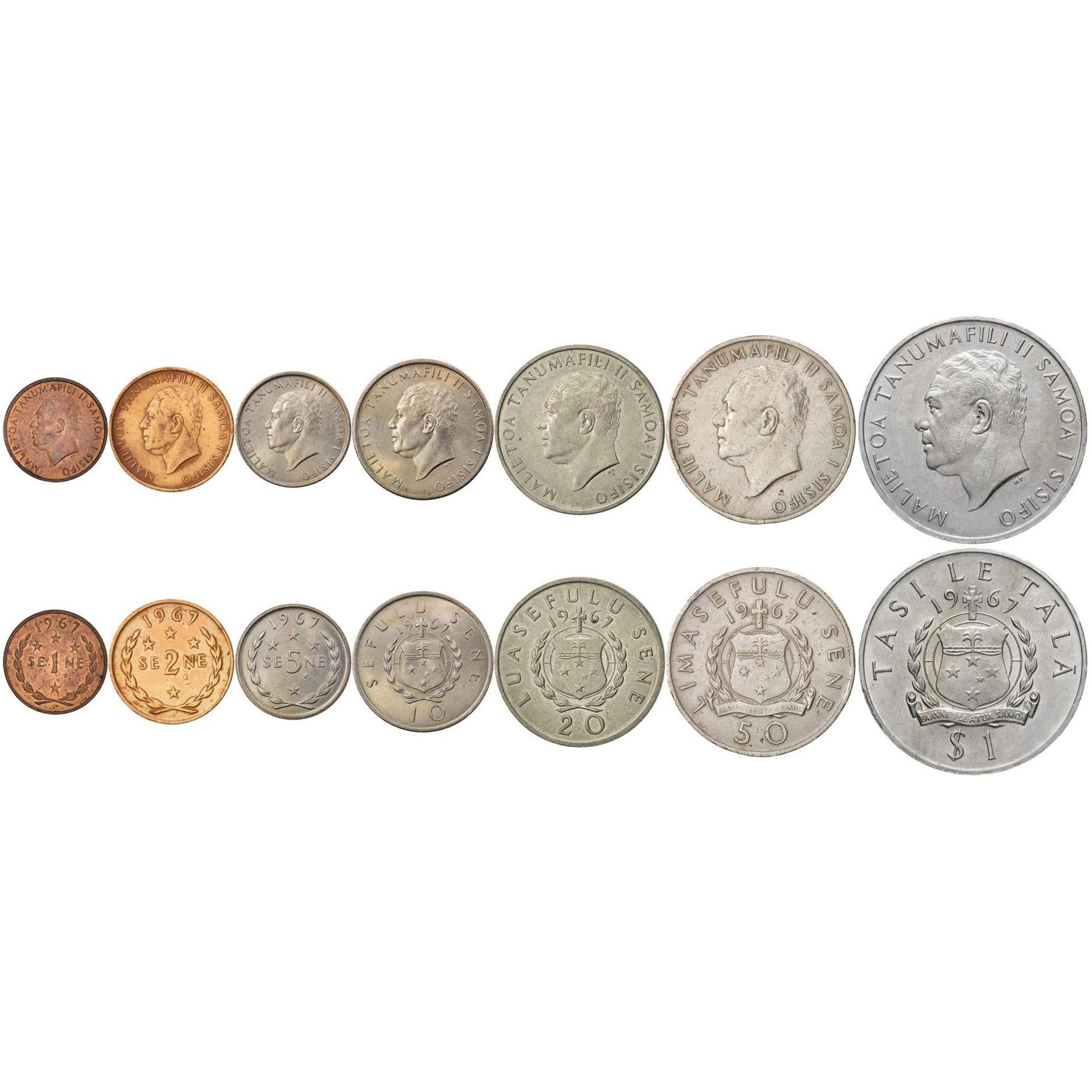 Samoa | 7 Münzsatz | 1 2 5 10 20 50 Sene 1 Tala | 1967