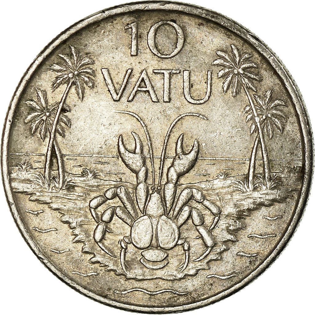 Vanuatu | 10 Vatu Coin | Melanesian Warrior | Coconut Crab | Km:6 | 1983 - 2009