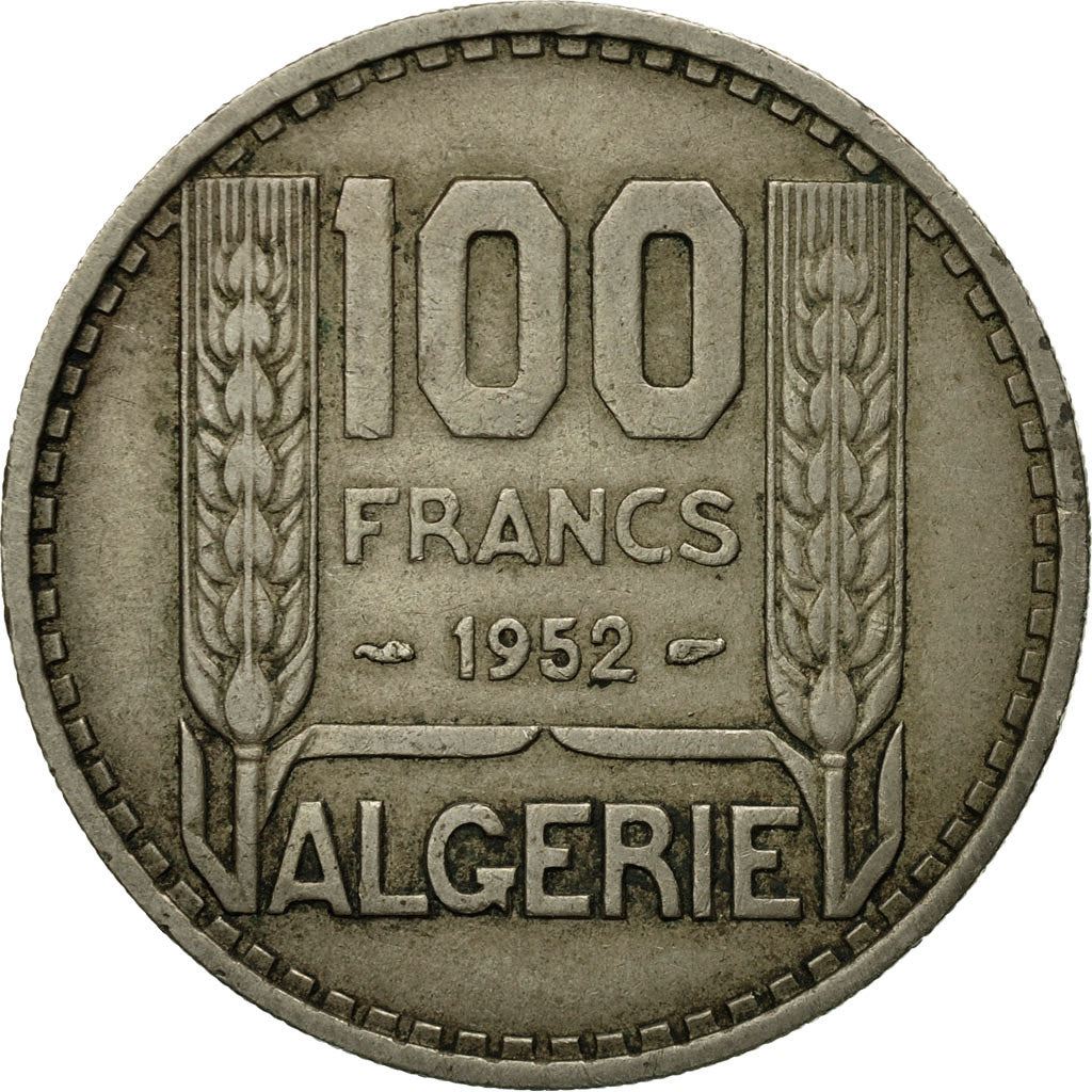 アルジェリア 100フラン硬貨 | マリアンヌ | フリギア帽 | KM93 | 1950