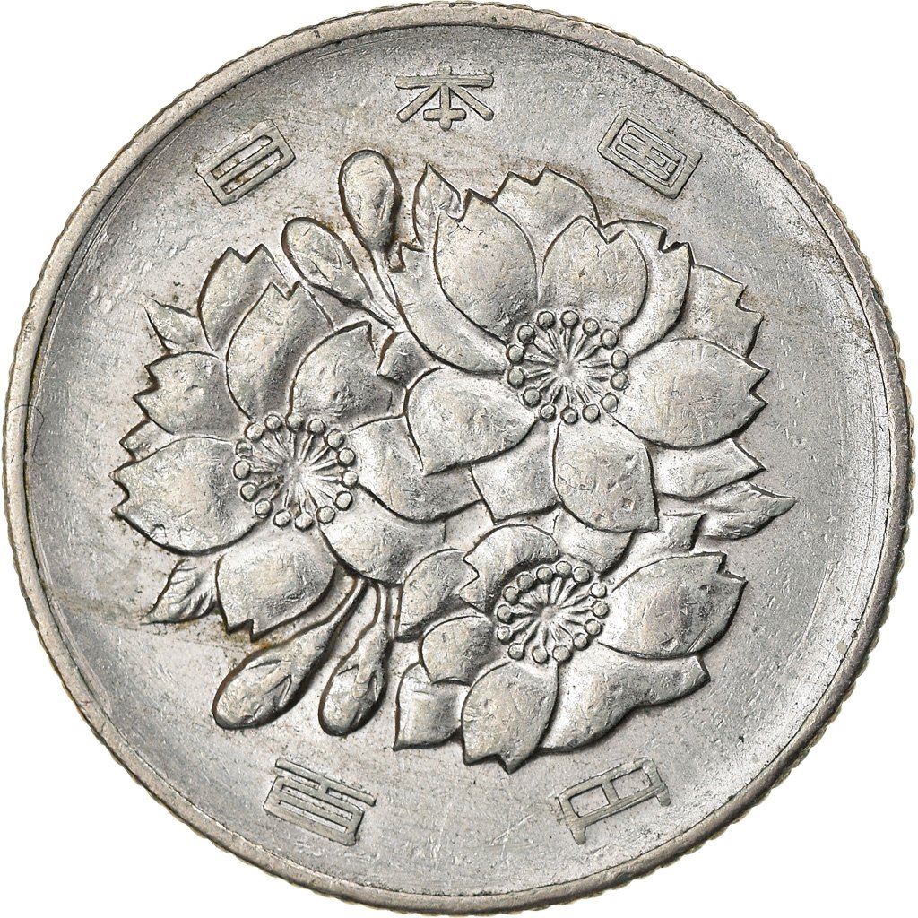 Japan | 100 Yen Coin | Cherry Blossoms | Y:82, Jnda:02-4, Schön:59 | 1967 - 1988