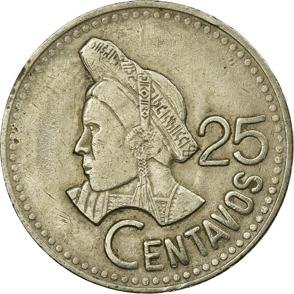Guatemala | 25 Centavos Coin | Native bust | Km:278 | 1977 - 2000