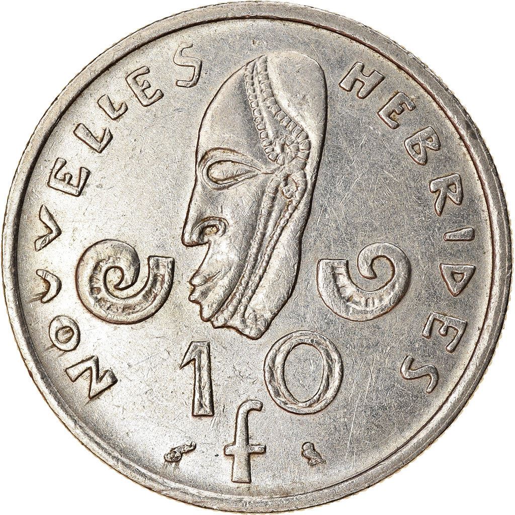 New Hebrides | 10 Francs Coin | Marianne | Native Mask | Snails | Km:2.1 | 1967 - 1970
