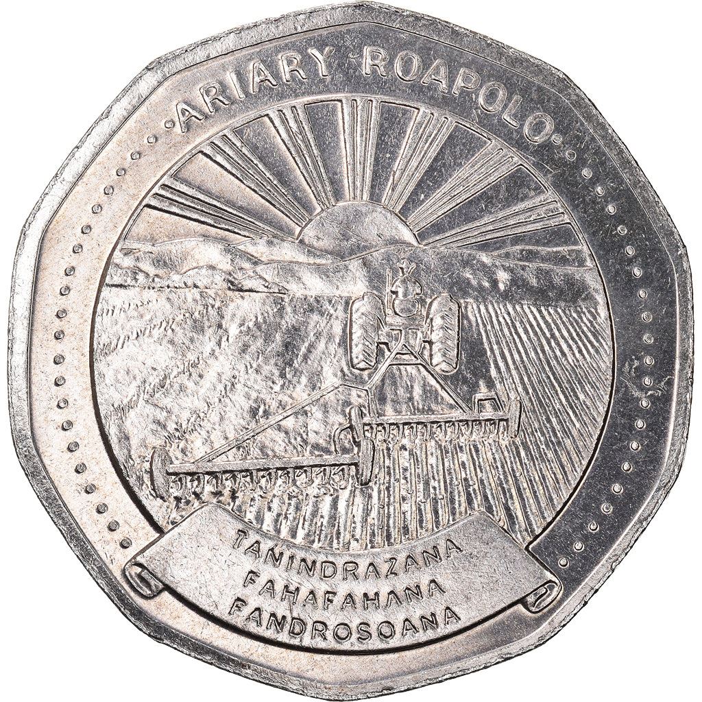 Madagascar | 20 Ariary Coin | Star | Tractor | Farmer | Km:24.2 | 1999