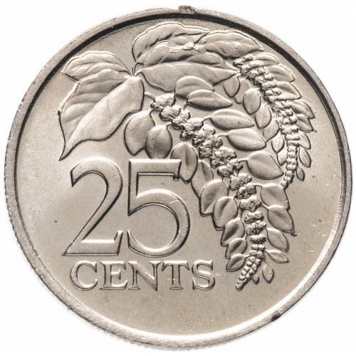 Trinidad and Tobago 25 Cents Coin | Elizabeth II | Warszewiczia Coccinea | KM28 | 1974 - 1976
